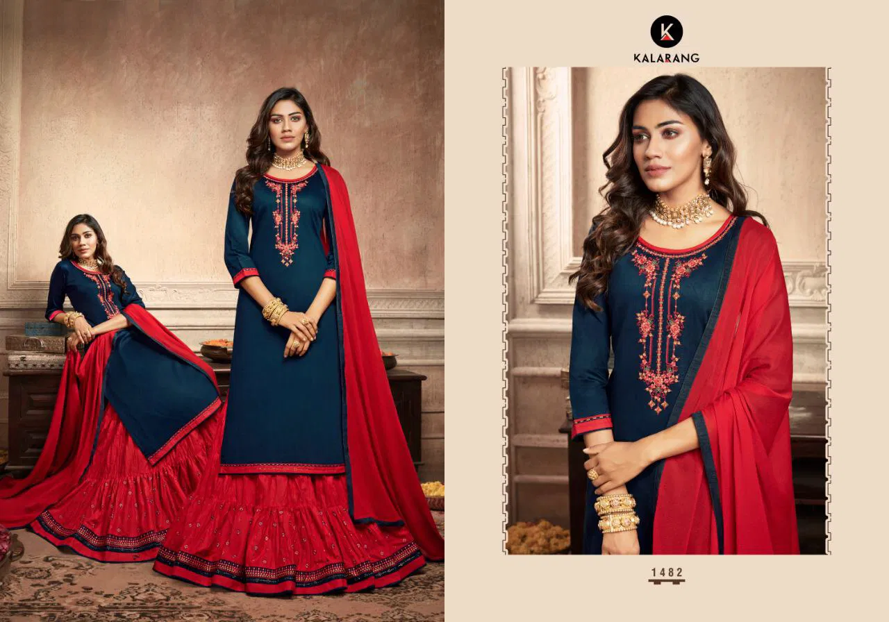 Kalarang Blue Star Vol-2 Cotton Silk With Embroidery And Sarvoski Diamond Work Chinon With Border  Pakistani Salwar Suit